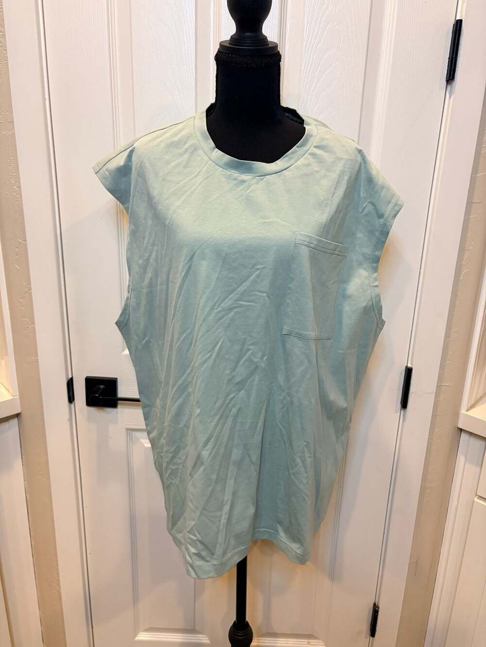 Tee Size XL Pea Green Cotton Pocket Tank (59)